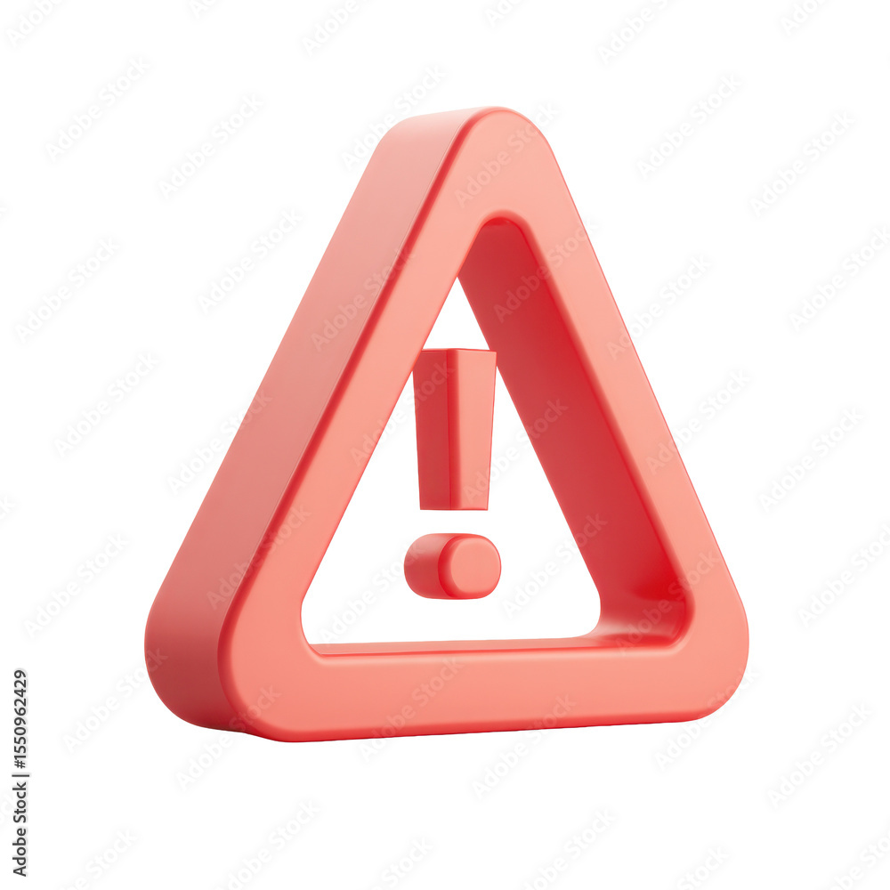 A bright red three dimensional warning sign icon with an exclamation mark inside a triangle a symbol of caution and attention A bright red three dimensional warning sign icon with an exclamation mark inside a triangle a symbol of caution and attention