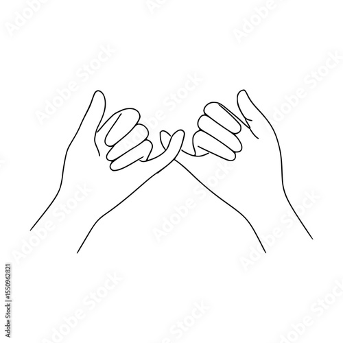 Minimalist Line Art of Two Hands Making a Pinky Promise