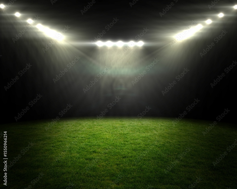Obraz premium Football pitch under bright spotlights