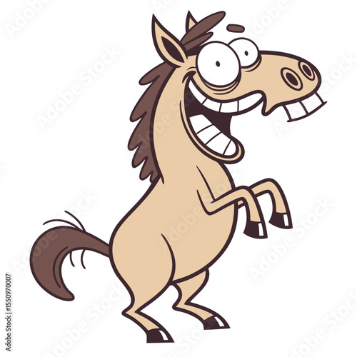 Funny Horse Vector – Cute Cartoon Farm Animal Illustration | Smiling Horse Character – Playful Stable Animal Drawing | Silly Horse with Big Teeth – Comical Vector Clipart