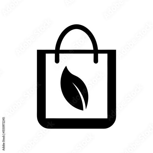 Eco shopping bag icon minimalist logo with white background for reusable product theme