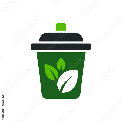 Eco friendly compost bin icon minimalist logo with white background for recycling design