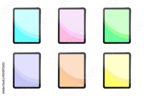 Colorful tablet device illustration set.
