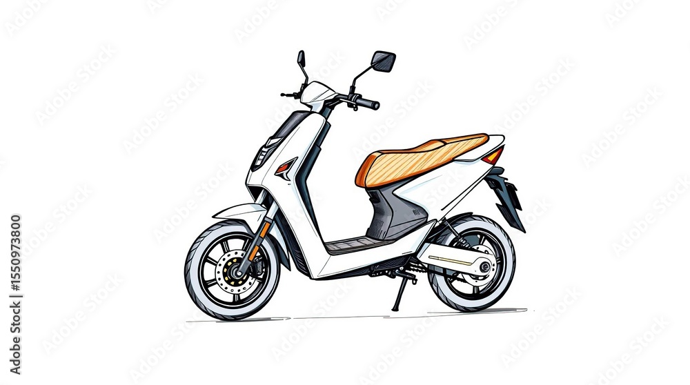 Fototapeta premium Electric Scooter Sketch with White Background.
