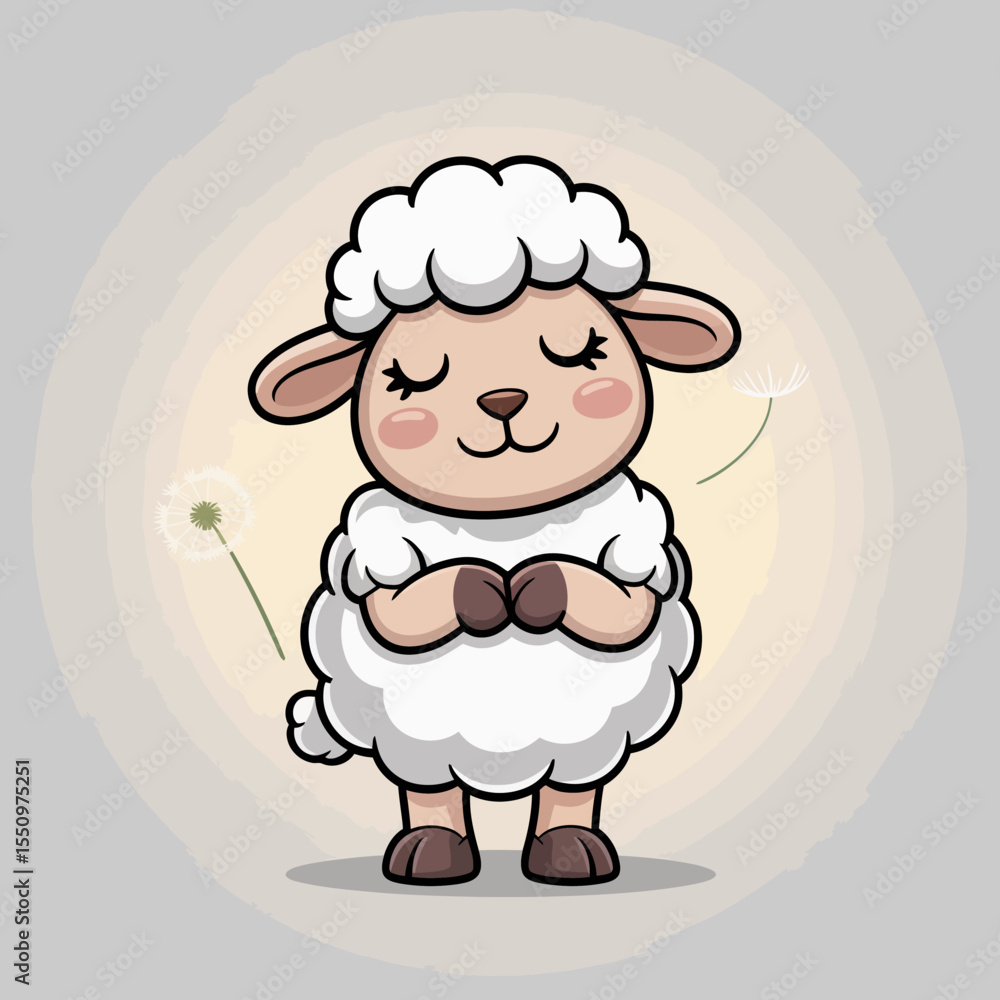 Standing Sheep with Dandelions Standing Sheep with Dandelions