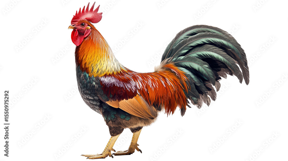 Beautiful rooster with arched neck and proud stance Transparent background, PNG Beautiful rooster with arched neck and proud stance Transparent background, PNG
