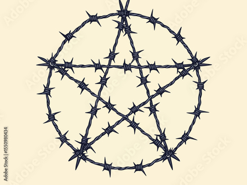 David made from barbed wire , hexagram star-shape Vector design