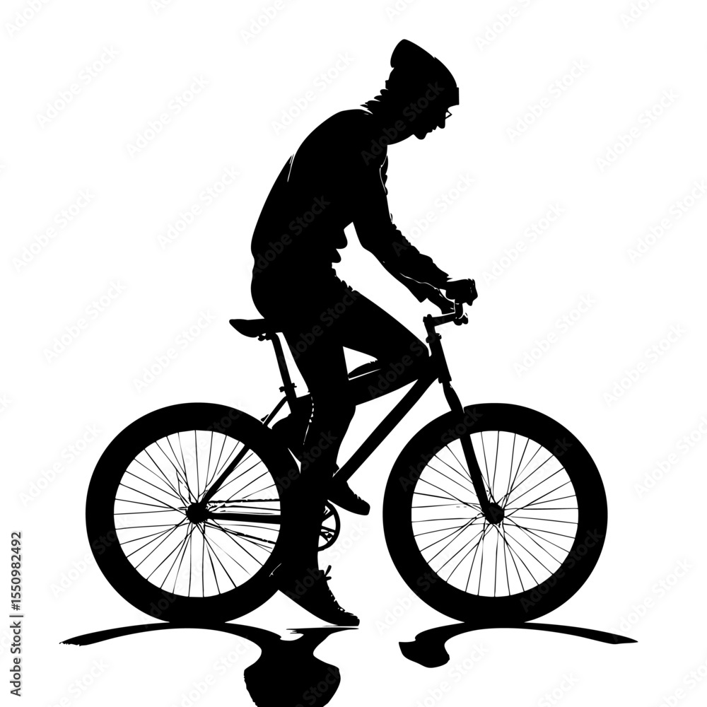 Obraz premium Silhouette of cyclist riding a bicycle