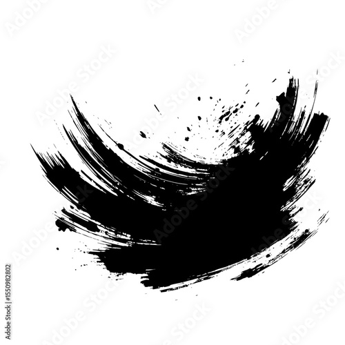 Bold Black Ink Brushstrokes: Grunge Texture Background