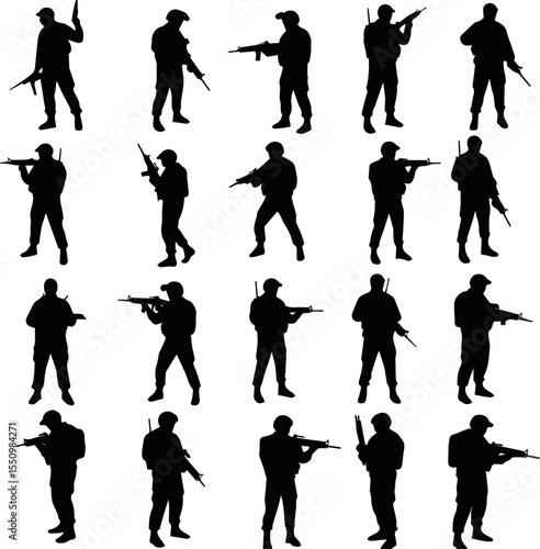 Create a kinds of silhouette, people, vector, illustration, sport, men, woman, black, silhouettes, person, set, business, action vector art with white background.