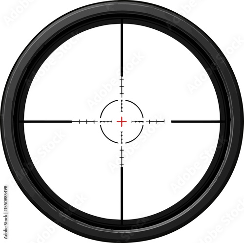 Create a Sniper scope crosshairs in realistic style. Optical sight for your project. GUI element. Vector gaming template. Military and weapon. with white background.