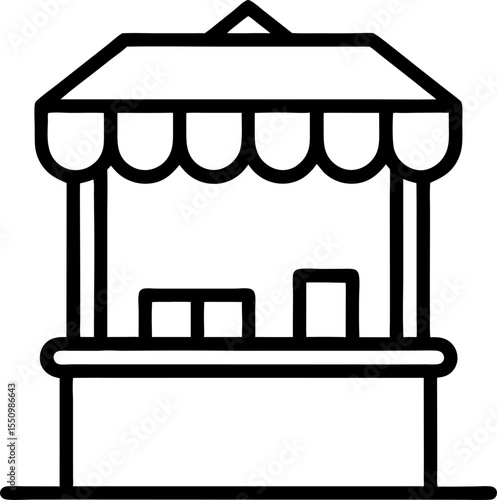 Sales booth Icons set in solid and thin line style