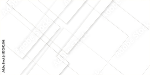 Abstract white background design with layers of textured white transparent material in triangle and squares shapes. White color technology concept geometric line vector white light grey background.	
