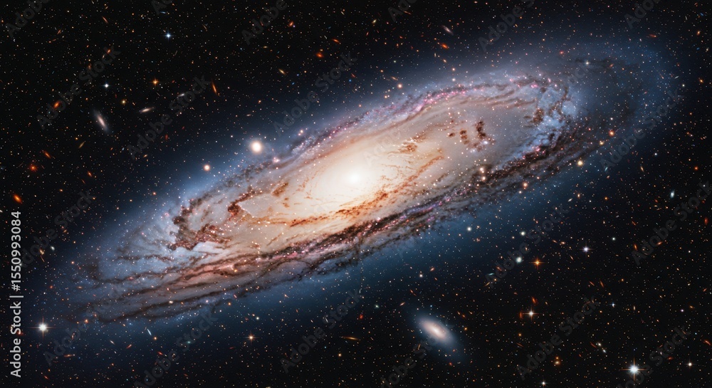 Fototapeta premium Majestic Spiral Galaxy NGC 4565: A Celestial Tapestry