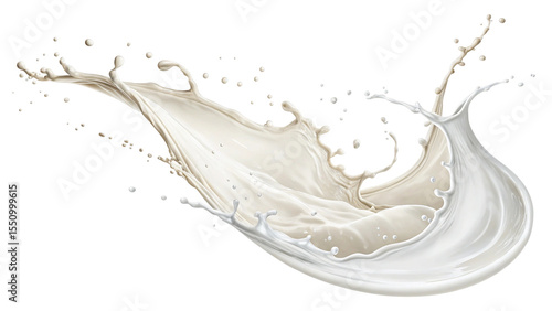 Milk Splash in Motion on Transparent Background..