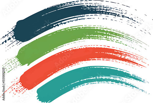 Colorful paint brush strokes in artistic curved style vector,Generative Ai