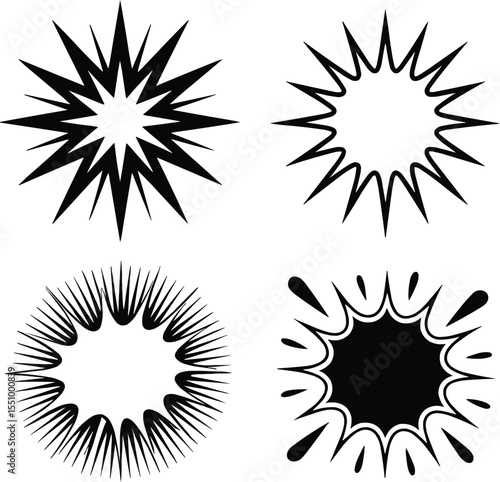 Comic Style Burst and Explosion Effect Silhouettes Vector,Generative Ai