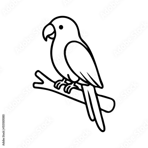 Vector Illustration of a Tropical Bird Perched on a Tree Branch