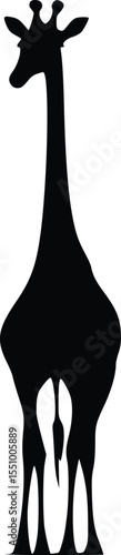 Elegant Giraffe Silhouette: Minimalist, Simple, African Animal Vector Illustration, Isolated Graphic Design.