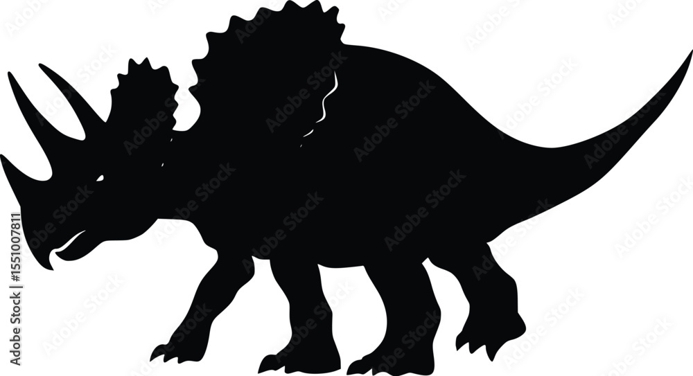 Fototapeta premium Triceratops Silhouette: Bold, Dramatic, Prehistoric Creature Illustration