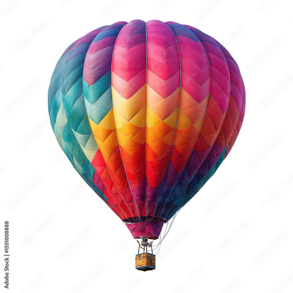 Fototapeta premium Vibrant hot air balloon against black background