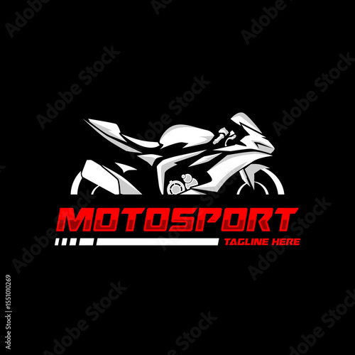 motosport logo with motorcycle abstract silhouette