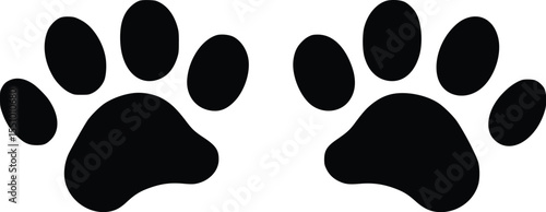 Simple Minimalist Cat Dog Paw Prints:  Pet Adoption Design Element