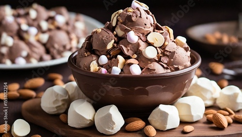 Rocky Road Ice Cream: A chocolate ice cream with marshmallows and almonds mixed in, creating a sweet and crunchy combination.


