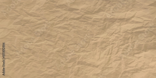 Craft crumpled paper, cardboard background. Brown kraft sheet texture, torn antique page, wallpaper or parchment abstract design, Horizontal rough carton, old material Realistic 3d