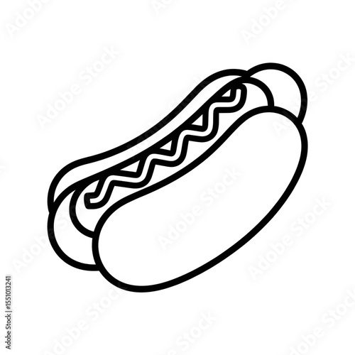 A black and white hot dog illustration line art of a coloring page