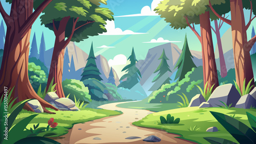 Forest Path. A Serene Mountain Landscape