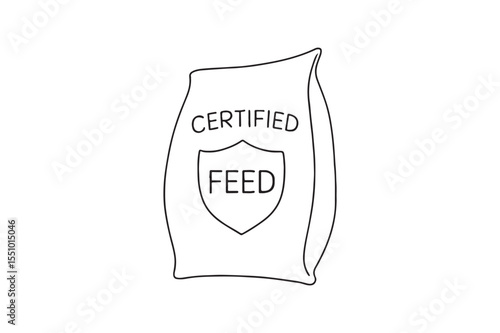 Certified Feed Label continuous one line drawing minimalism design