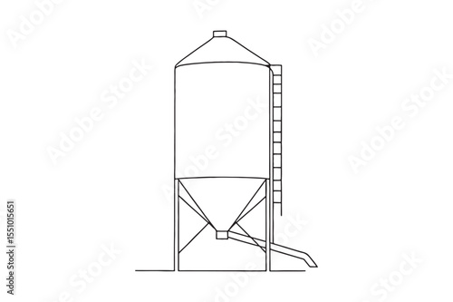 Feed Storage Silo continuous one line drawing minimalism design
