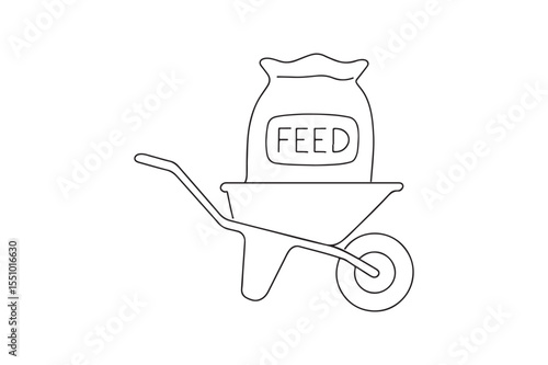 Wheelbarrow with Feed continuous one line drawing minimalism design