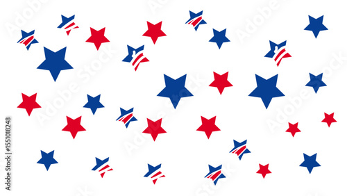 USA border, American flag stars banner, 4th July decoration