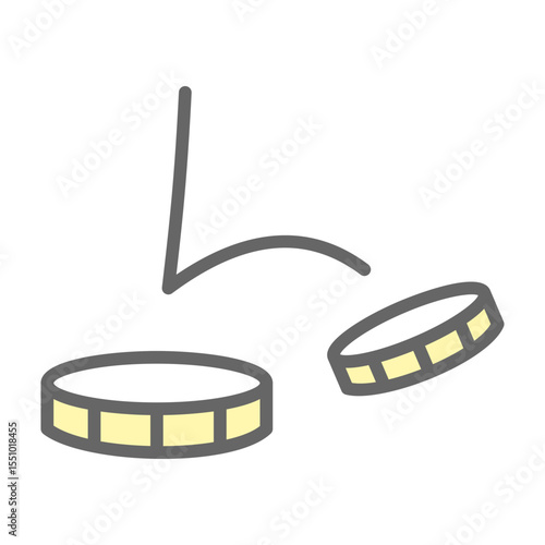 Bouncing coins icon with curved motion