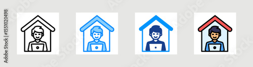 Online Work Icon Collection Set Multiple Style