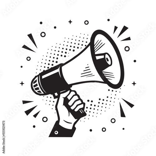 Human hand holding megaphone