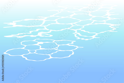 シンプルな海の風景イラスト　水面と波