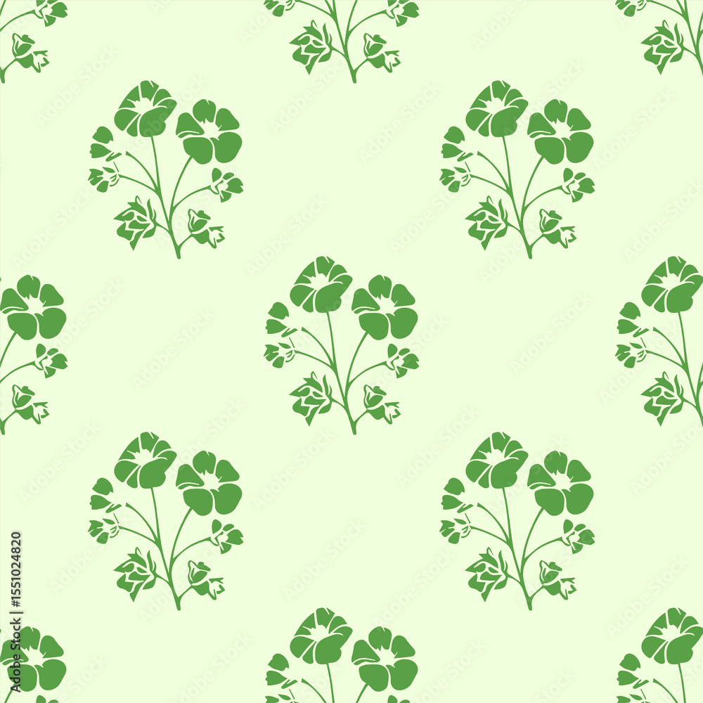 Fototapeta premium Lime Petal's seamless natural flower pattern is vibrant for wallpapers, vector-style tiles.