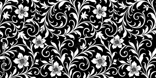 Seamless decorative floral damask wallpaper pattern