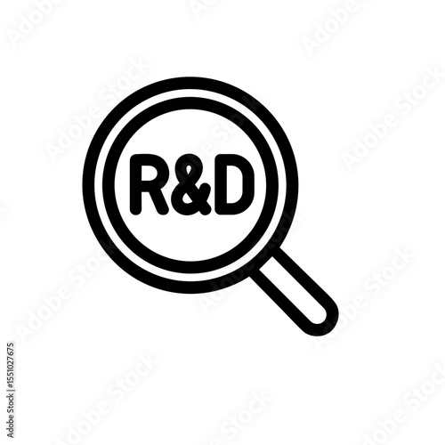 Line Art Magnifying Glass R and D Search Exploration Icon Symbol