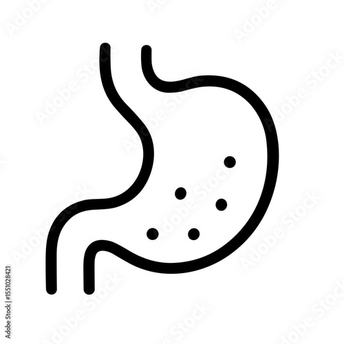 Simple Line Art Stomach Icon with Digestion Symbols Medical Illustration