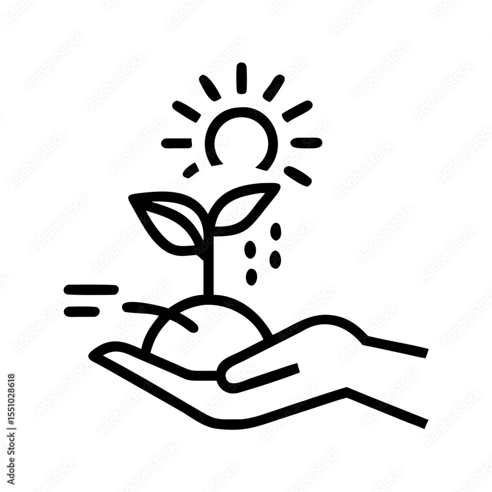A delicate hand cradling a seedling under the nurturing sun, symbolizing growth and care A delicate hand cradling a seedling under the nurturing sun, symbolizing growth and care