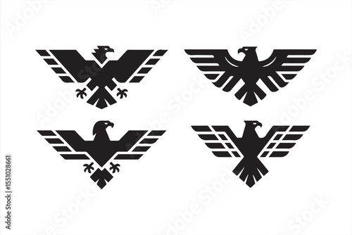 Stylized imperial eagle logos with bold wings and crests