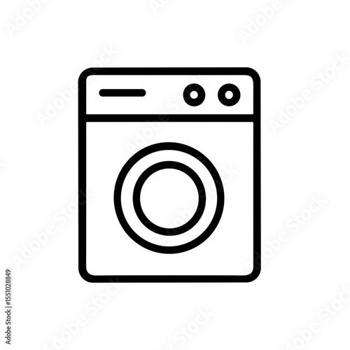 Minimalist Outline Style Washing Machine Front View Appliance Icon