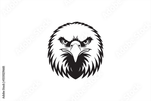 Vector Eagle Head Logo with Stylized Feathers and Intense Glare for Sports or Mascot Use