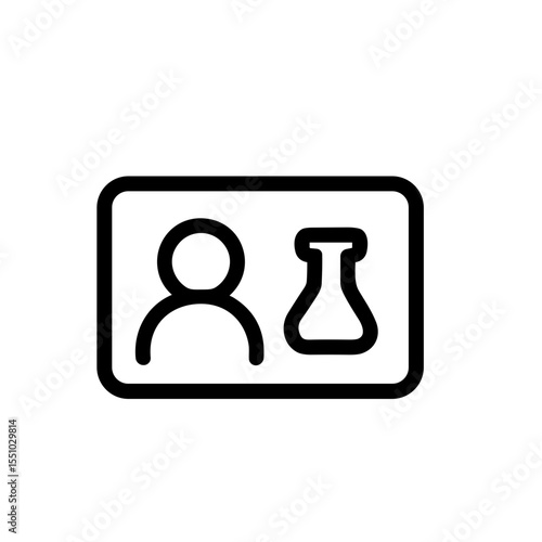 Outline Simple Identification Card with Laboratory Flask Icon Symbol