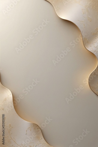 Elegant Beige Floral Embossed Pattern with 3D Curves