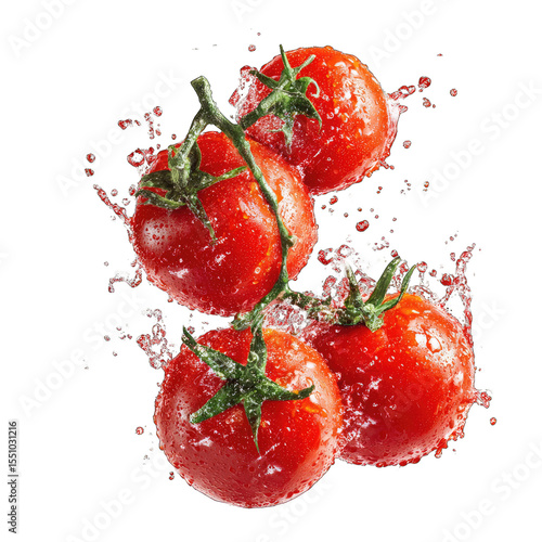 Fresh tomatoes in water splash